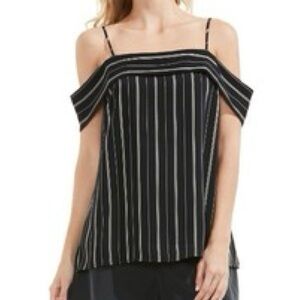Vince Camuto Striped Off the Shoulder Black and White Top XL